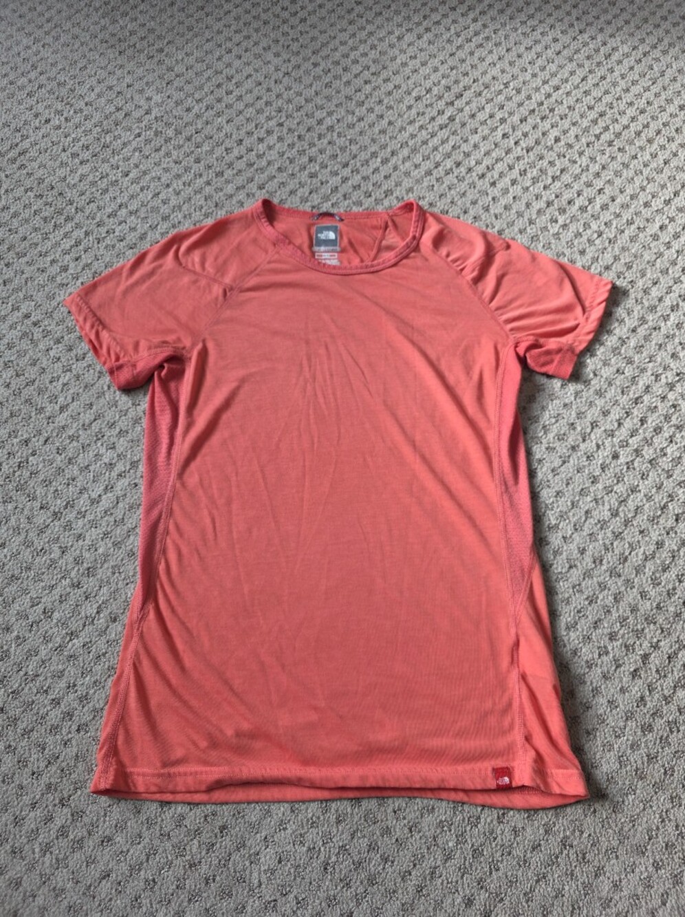 The North Face Vaporwick Short Sleeve Tee - Coral, Salmon Color.